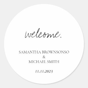 Minimale handgeschreven bruiloft Opslaan Datum wel Ronde Sticker