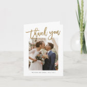 Minimale handgeschreven fotobruiloft bedankkaart (Voorkant)