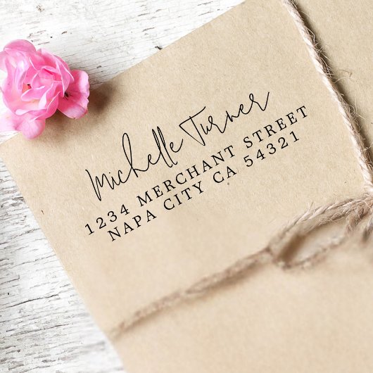 Minimale handgeschreven het Moderne Adres van de T Zelfinktende Stempel