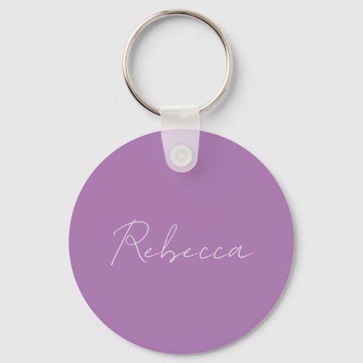 Minimale handgeschreven naam Lavender Pink Sleutelhanger (Voorkant)