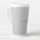 Minimale handgeschreven scriptnaam grijs latte mok (Linkerhoek)