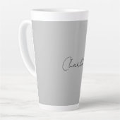Minimale handgeschreven scriptnaam grijs latte mok (Linkerhoek)