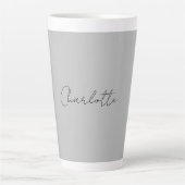 Minimale handgeschreven scriptnaam grijs latte mok (Voorkant)