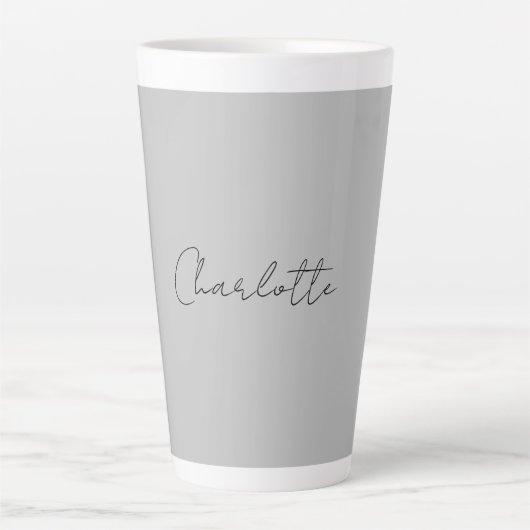 Minimale handgeschreven scriptnaam grijs latte mok (Voorkant)