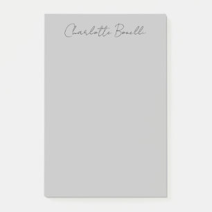 Minimale handgeschreven scriptnaam grijs post-it® notes