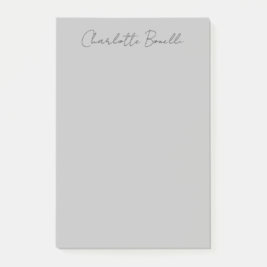 Minimale handgeschreven scriptnaam grijs post-it® notes (Voorkant)