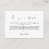 Minimale handgeschreven wens van Honeymoon Informatiekaartje (Voorkant)