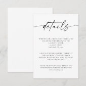 Minimale handleiding voor bruiloft met details informatiekaartje (Voorkant / Achterkant)