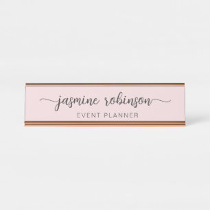 Minimale handtekening voor Blush Pink Professional Bureau Naambordje