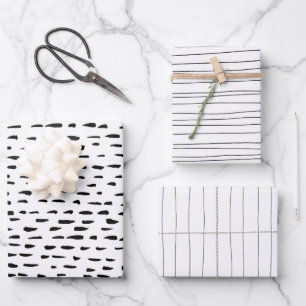Minimale handtekeningen met stripes Stippen spots Inpakpapier Vel