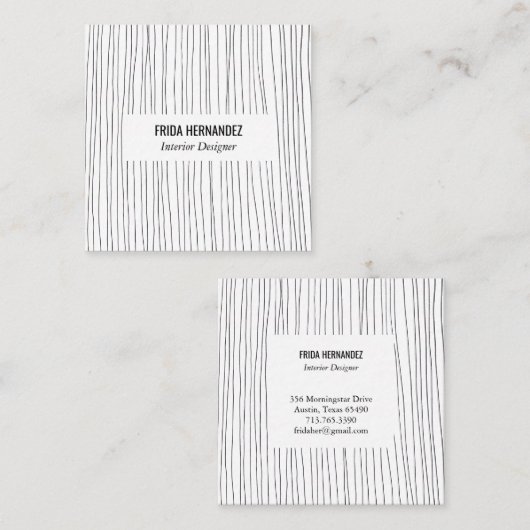 Minimale handtekeningen Stripes Chic Elegant Vierkante Visitekaartje (Voorkant / Achterkant)