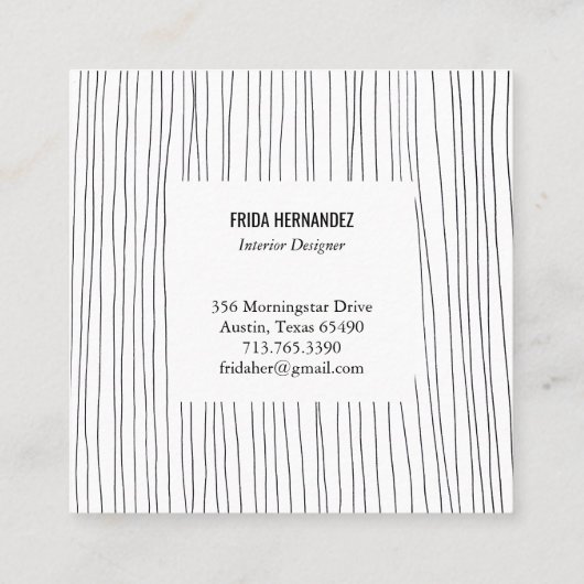 Minimale handtekeningen Stripes Chic Elegant Vierkante Visitekaartje (Achterkant)