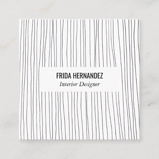 Minimale handtekeningen Stripes Chic Elegant Vierkante Visitekaartje (Voorkant)