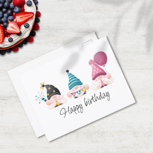 Minimale Happy Birthday Gnome Trio Briefkaart