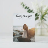 Minimale Happy New Year Handwrite-scriptfoto Feestdagenkaart (Staand voorkant)