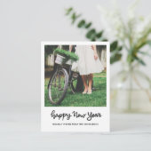 Minimale Happy New Year Handwrite-scriptfoto Feestdagenkaart (Staand voorkant)