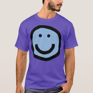 Minimale Happy Smiley Face Blue T-shirt