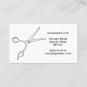 Minimale hare Stylist Salon Chic Scissors Line Art Visitekaartje (Achterkant)