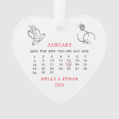 Minimale Hart Kalender Trouwdag Ornament (voorkant)