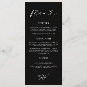 Minimale hart menukaart receptie formeel diner