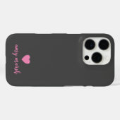 Minimale hartmonogram kan zwart roze bewerken Case-Mate iPhone case (Achterkant (horizontaal))