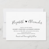 Minimale hartscript Alles in één QR-code bruiloft Kaart (Voorkant)