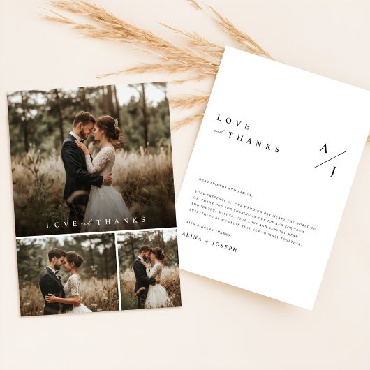 Minimale Heart Script Wedding Fotocollage Bedankkaart