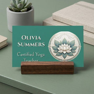 Minimale Heilige Witte Lotus Yoga-instructeur Groe Visitekaartje