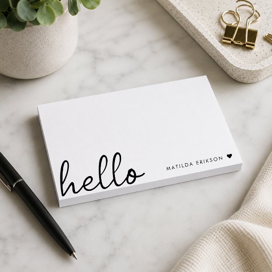 Minimale Hello Naam Persoonlijke Plaknotitieblok Post-it® Notes