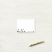 Minimale Hello Naam Persoonlijke Plaknotitieblok Post-it® Notes (Op bureau)