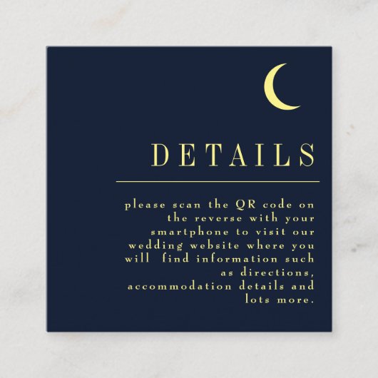 Minimale Hemelmarine Ster QR-code Trouwdetail Informatiekaartje (Voorkant)