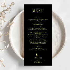 Minimale hemelse zwarte halve maan bruiloft menu