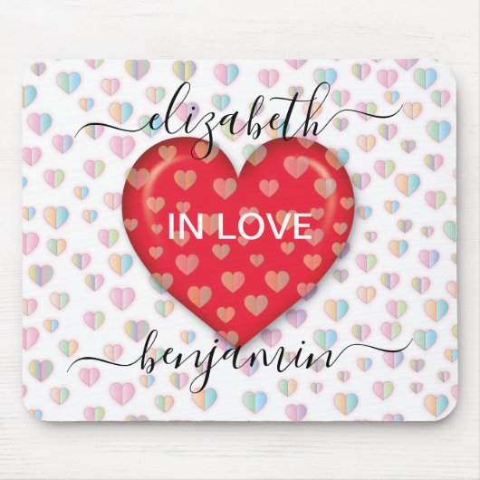 Minimale Herfst in Love Heart met hartspuwen Muismat (Voorkant)