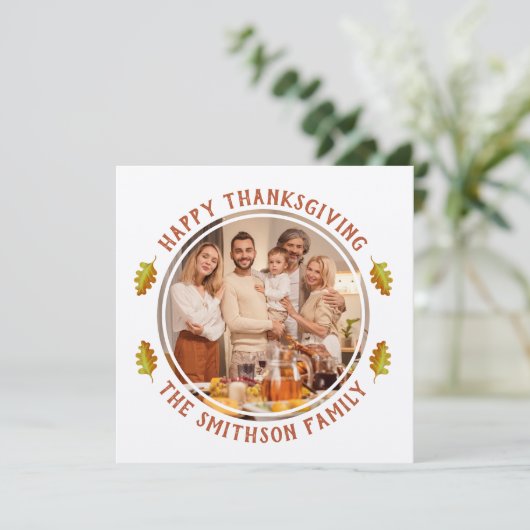 Minimale herfst thanksgiving familie ontmoeting fe kaart (Staand voorkant)