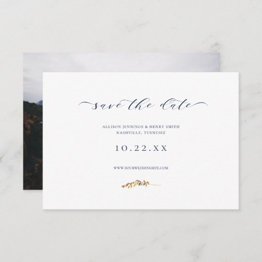 Minimale Herfst Waterverf Leaf Save the Date Kaart (Voorkant / Achterkant)