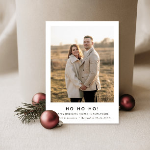 Minimale Ho Ho Ho Pas getrouwd foto Feestdagenkaart