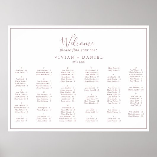 Minimale horizontale Roos Gold-sessiekaart Poster (Voorkant)