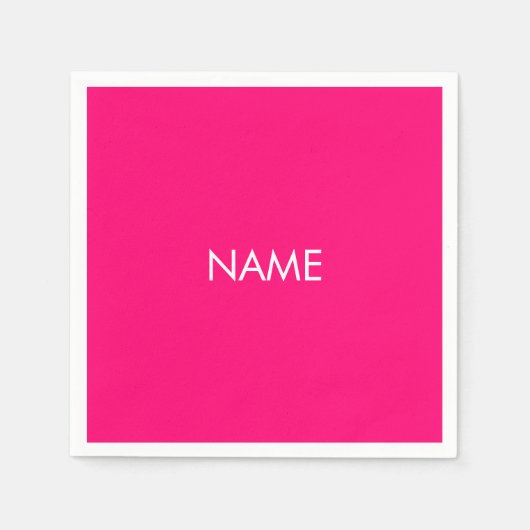 Minimale hot-roze fuchsia aangepaste naam stevig servet (Voorkant)