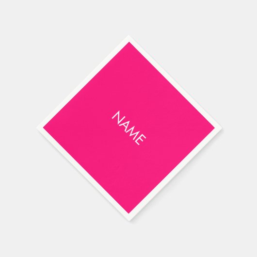 Minimale hot-roze fuchsia aangepaste naam stevig servet (Hoek)