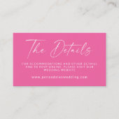 Minimale Hot Roze Modern Script Bruiloft QR Code Informatiekaartje (Voorkant)