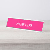 Minimale hotroze fuchsia aangepaste naam text chic bureau naambordje (Voorkant)