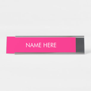 Minimale hotroze fuchsia aangepaste naam text chic bureau naambordje