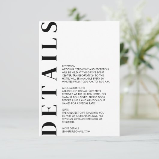 Minimale huwelijksgegevens informatiekaartje (Staand voorkant)