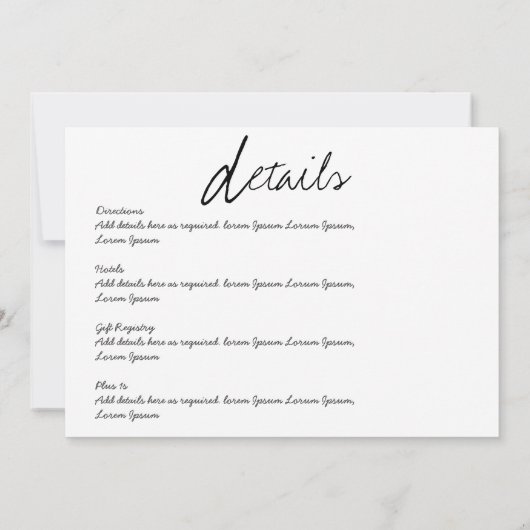 Minimale huwelijksuitnodigingen Modern Script Whit Kaart (Achterkant)