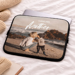 Minimale I love you moeder foto vervangende cadeau Laptop Sleeve