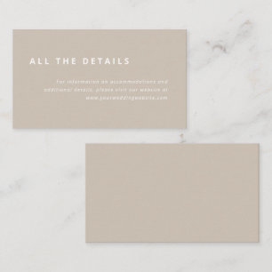 Minimale indeling Beige met details van het witt Informatiekaartje