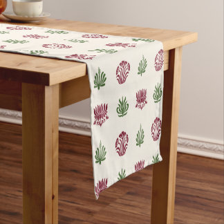 Minimale Indiase bloemrijke blokprintstijl Korte Tafelloper