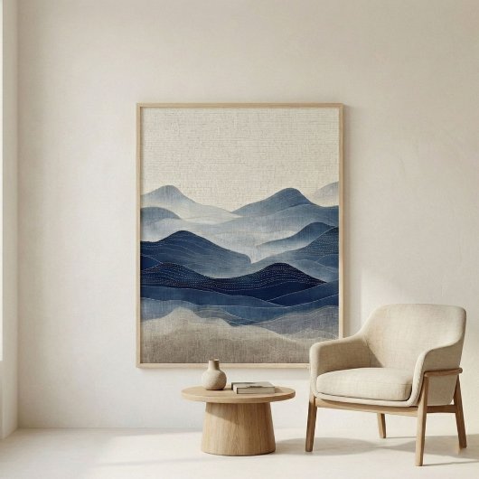 Minimale Indigo Abstracte Landschapskunst Poster