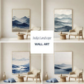 Minimale Indigo Abstracte Landschapskunst Poster