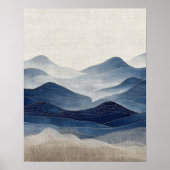 Minimale Indigo Abstracte Landschapskunst Poster (Voorkant)